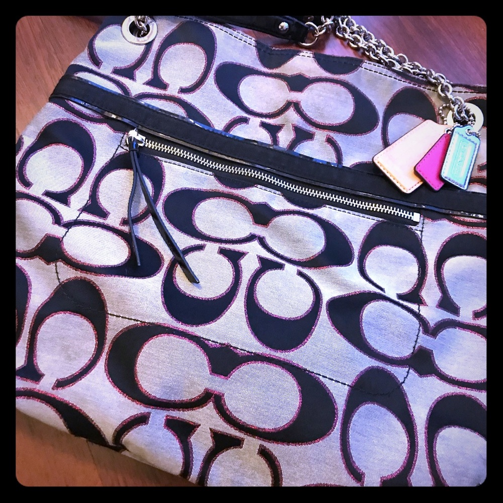 Authentic Grey/Pink Coach Bag! Firm :)